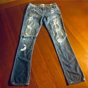 PAIGE Distressed Skinny Jeans in Blue
